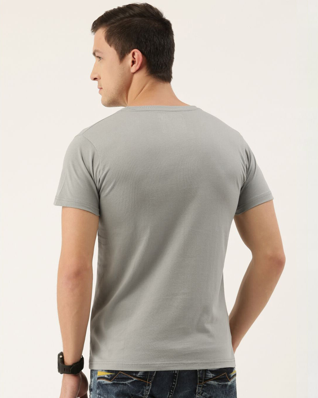 Shop Men's Grey Typography T-shirt-Back