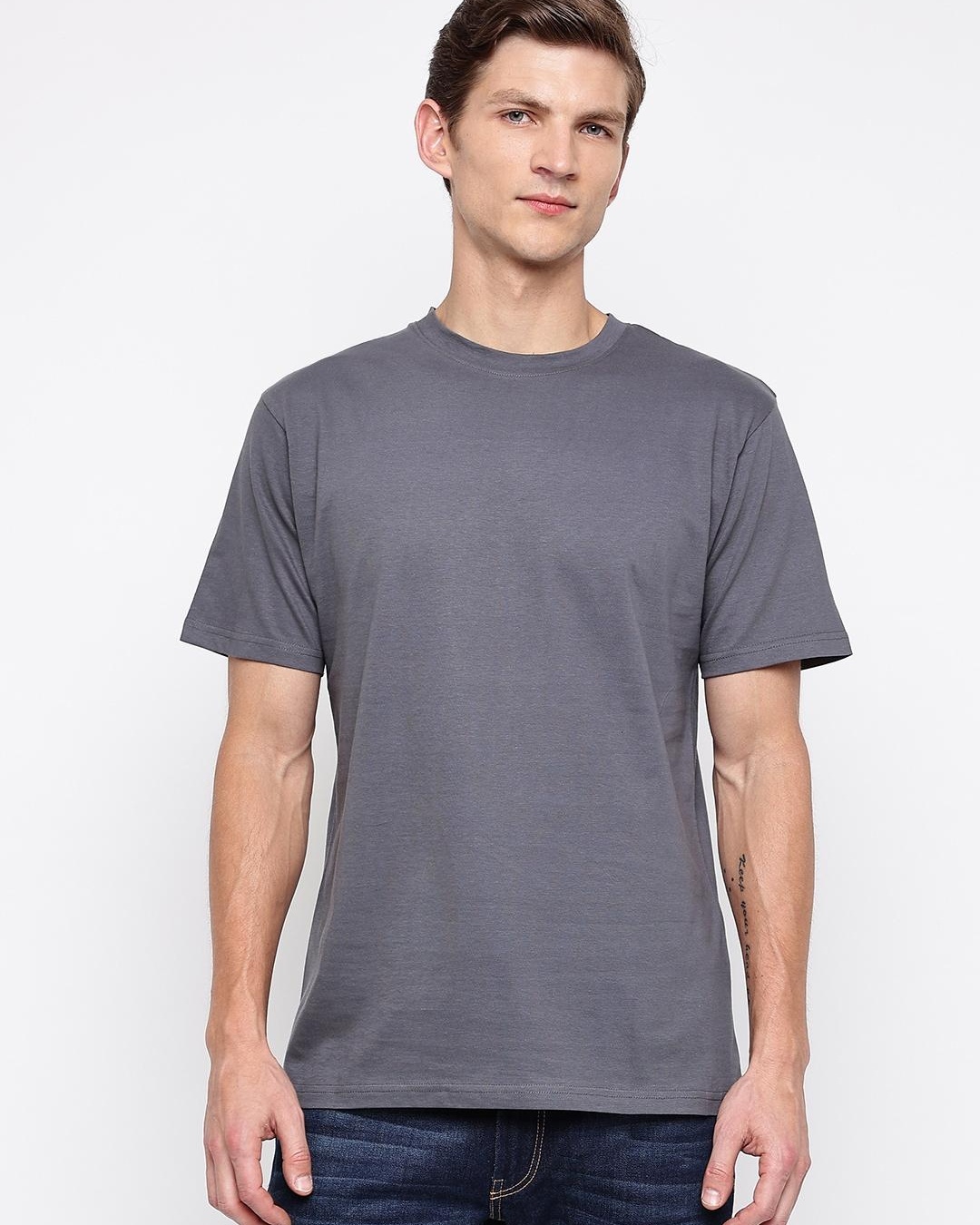 Shop Men's Grey Typography T-shirt-Back