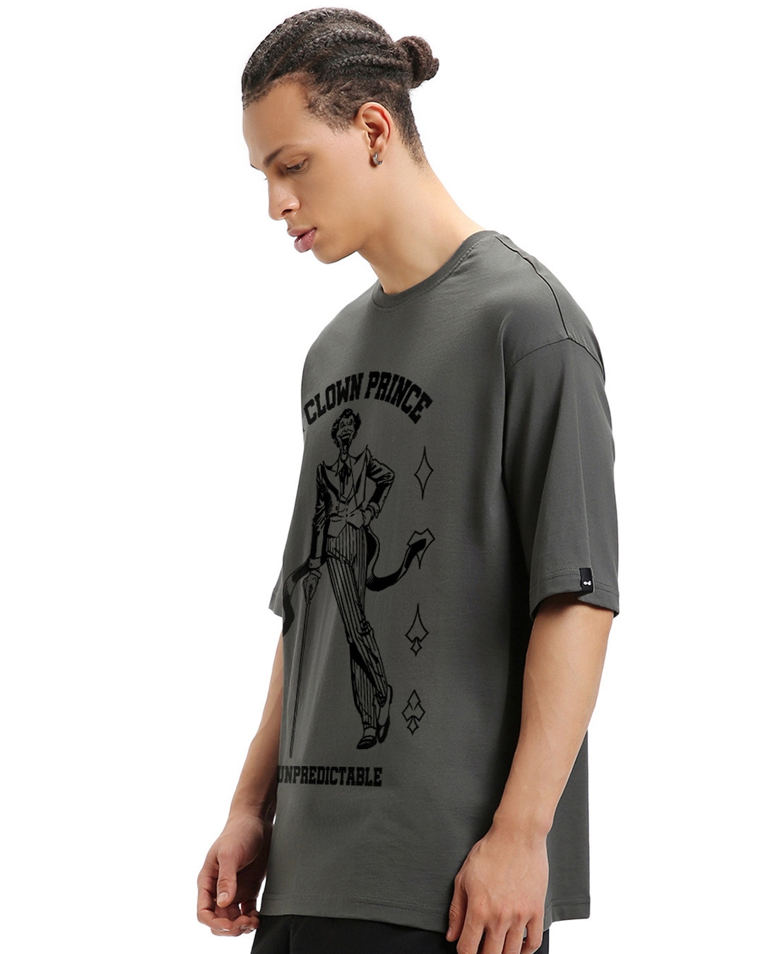 Shop Men's Grey Unpredictable Graphic Printed Oversized T-shirt-Back