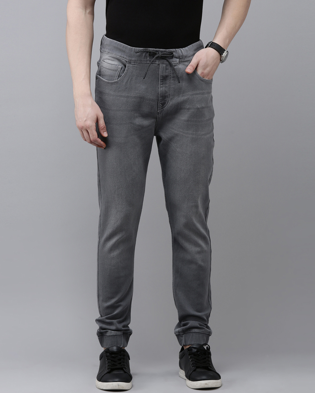 Buy Men's Grey Washed Jogger Jeans Online at Bewakoof