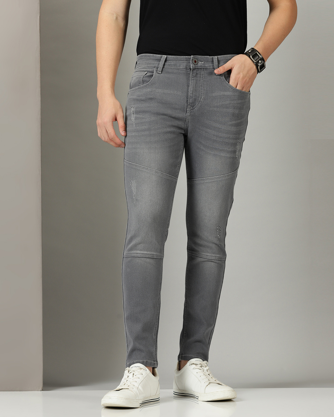 Buy Men's Grey Washed Slim Fit Jeans Online at Bewakoof