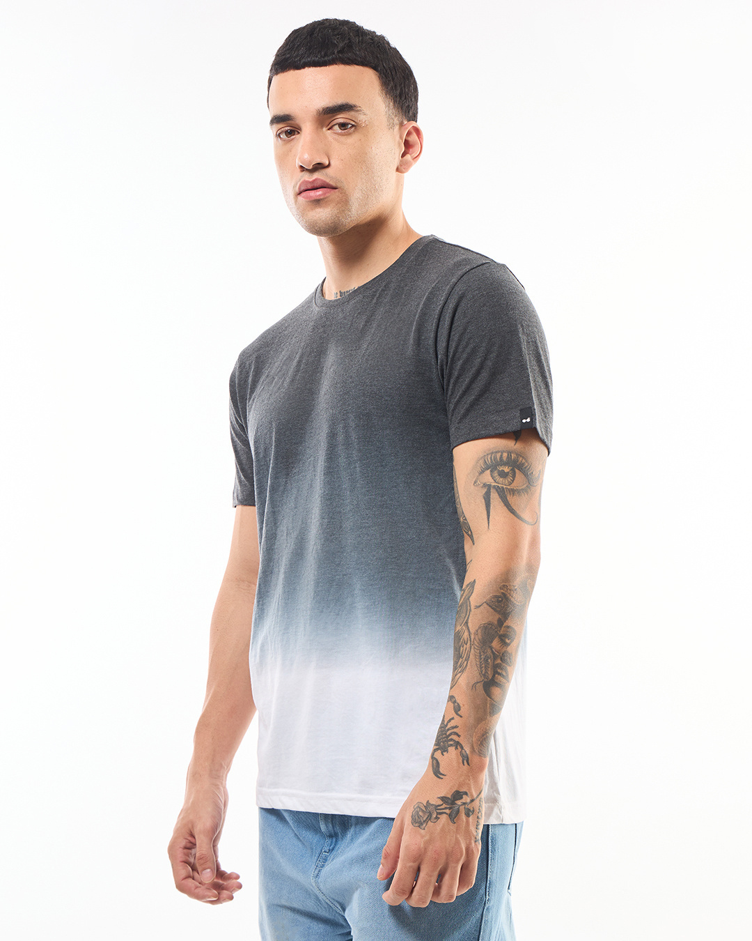 Shop Men's Grey & White Ombre T-shirt-Back