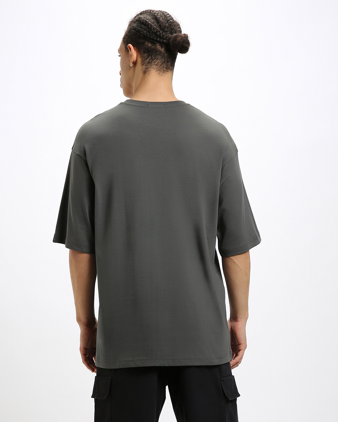 Shop Men's Grey Wind Hashira Graphic Printed Oversized T-shirt-Back