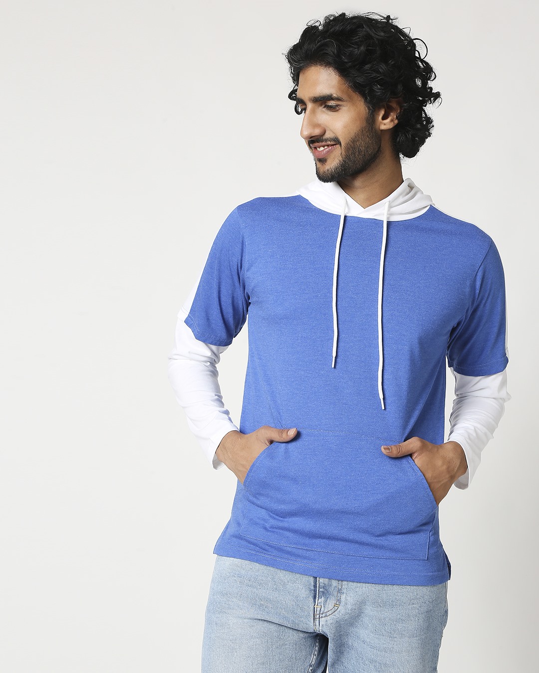 Shop Men's Half Sleeve Hoodie T-Shirt-Back