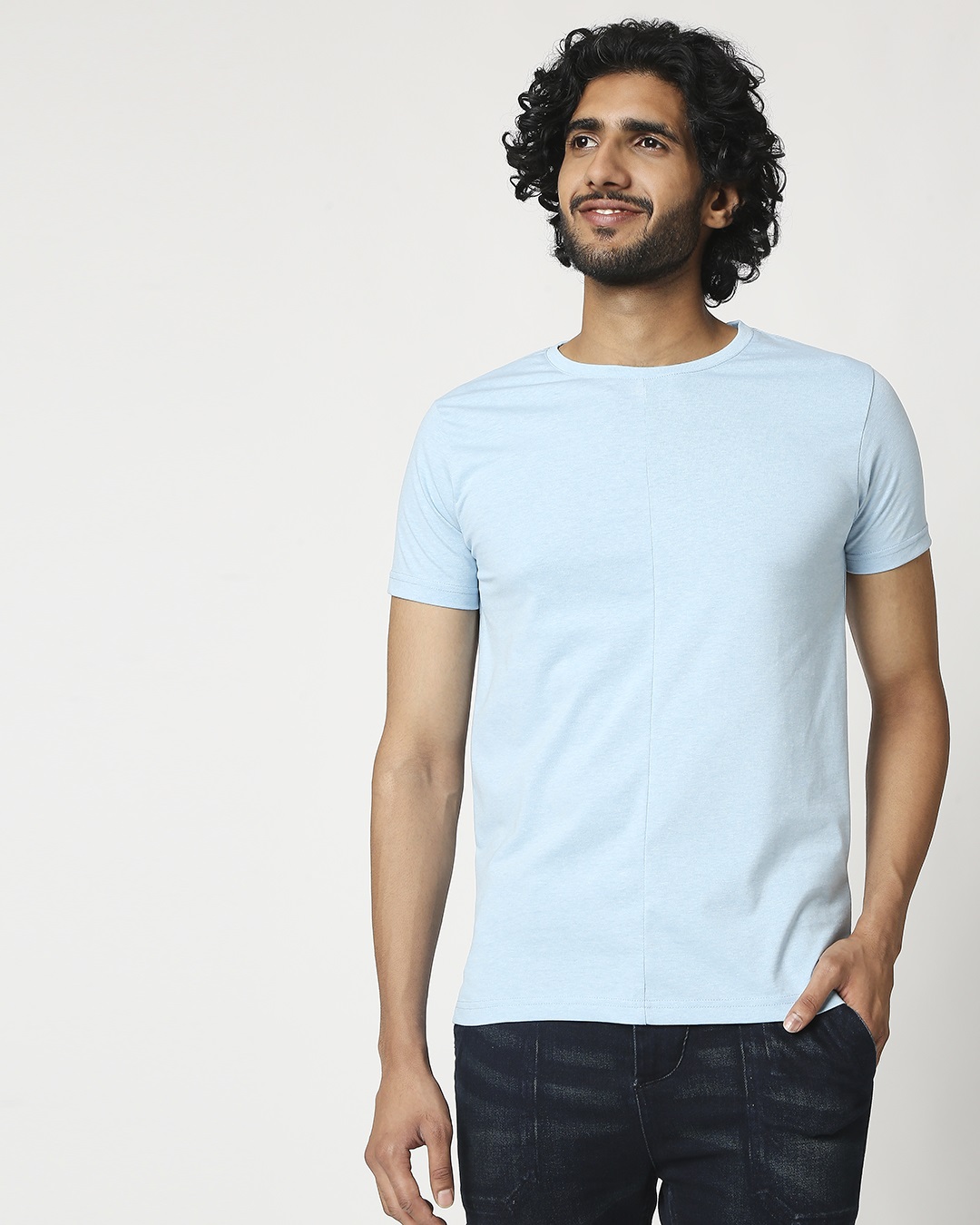 Shop Men's Half Sleeve Melange Cut & Sew T-Shirt-Back