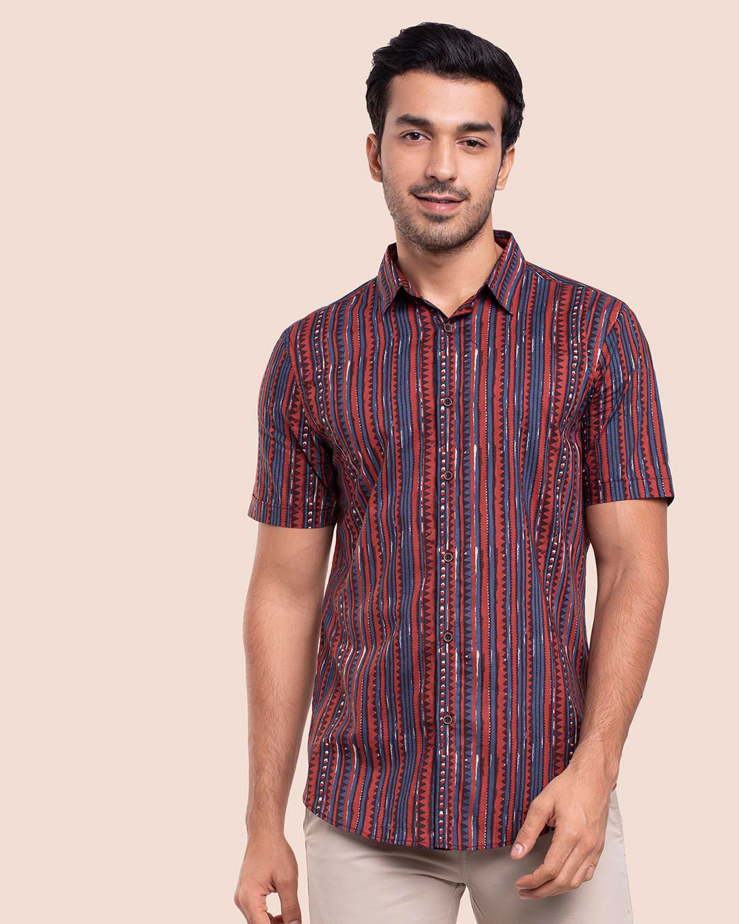 Shop Men's Half Sleeves Printed Relaxed Fit Shirt-Back