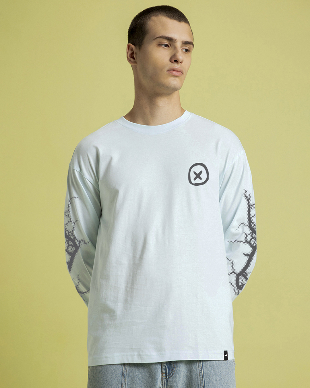 Shop Men's Ice Melt Blue Electric Love Graphic Printed Oversized T-shirt-Back