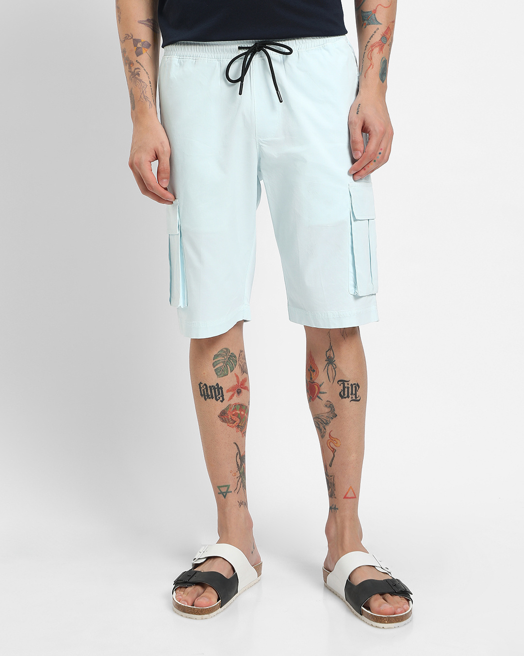 Shop Men's Blue Over Dyed Cargo Shorts-Back