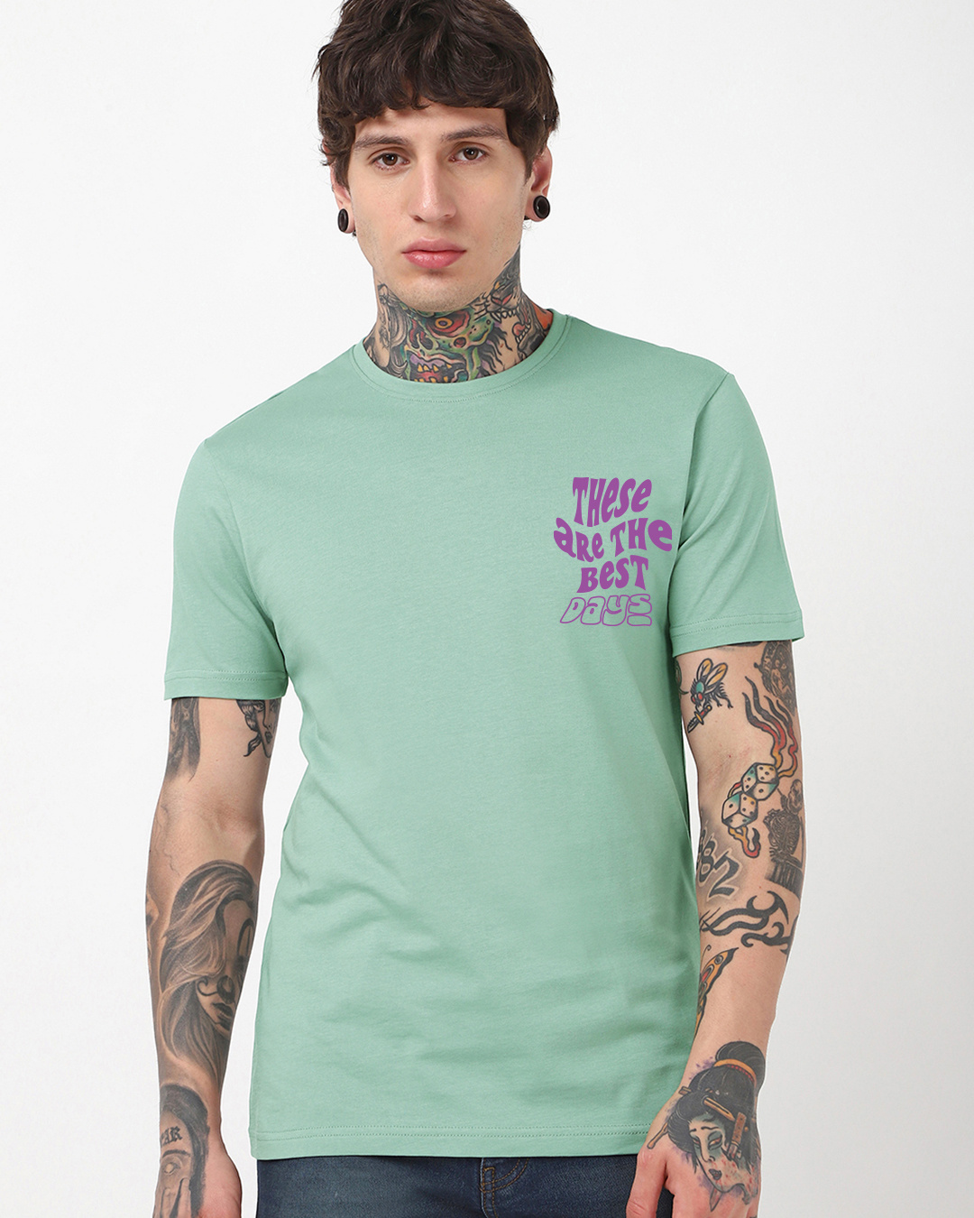 Shop Men's Iceberg Green Best Buds Graphic Printed T-shirt-Back