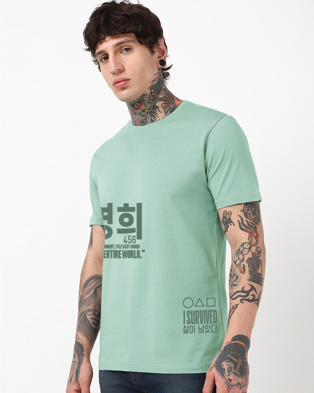 Shop Men's Iceberg Green Survived Graphic Printed T-shirt-Back
