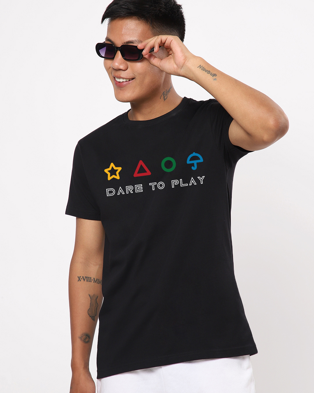 Shop Men's Jet Black Dare To Play Graphic Printed T-shirt-Back