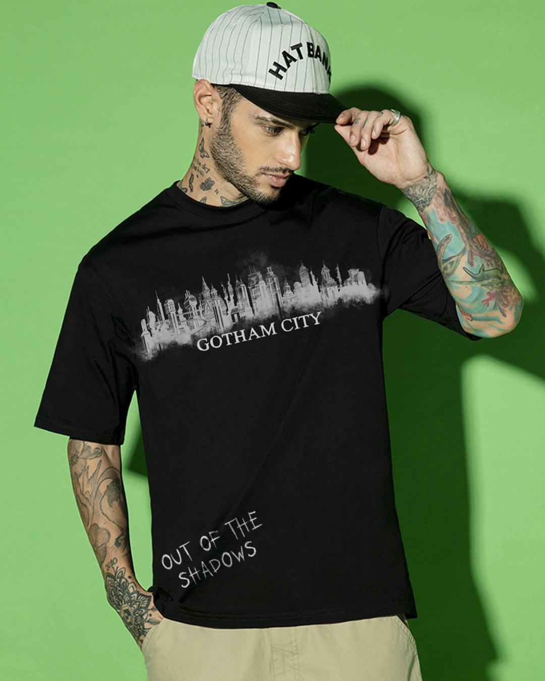 Shop Men's Jet Black Dark Night Graphic Printed Oversized T-shirt-Back