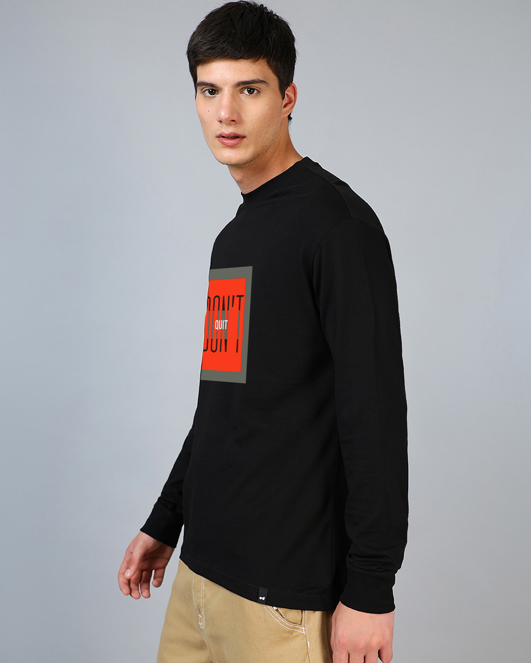 Shop Men's Jet Black Dont Quit Typography Oversized T-shirt-Back