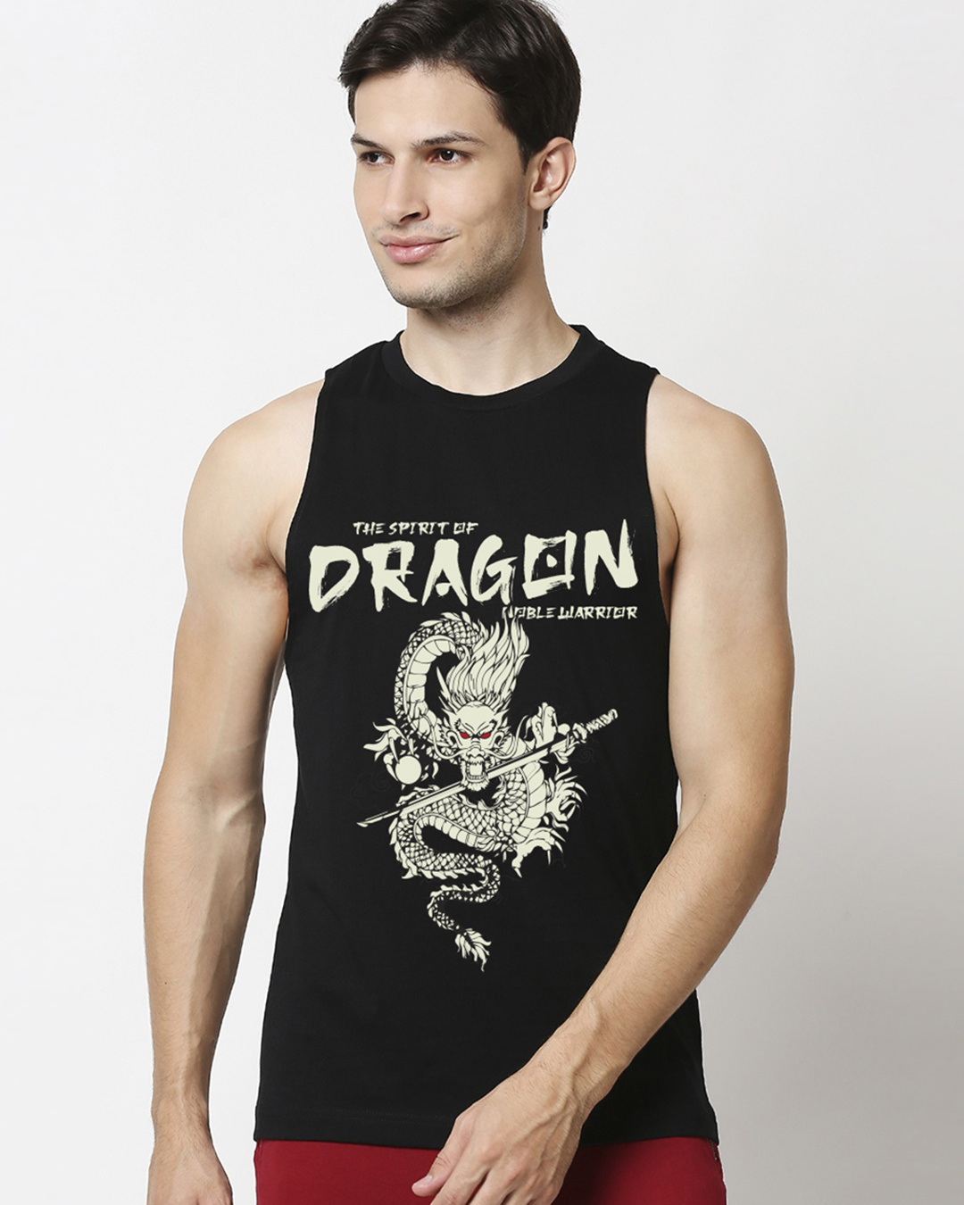 Buy Men's Jet Black Dragon Graphic Printed Oversized Vest Online at ...