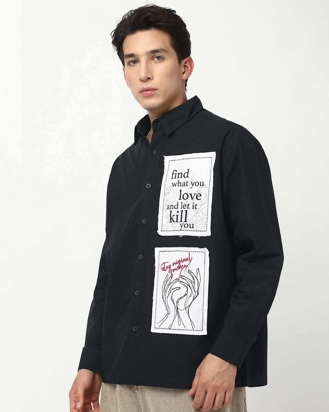 Shop Men's Jet Black Stay Original Graphic Printed Oversized Shirt-Back