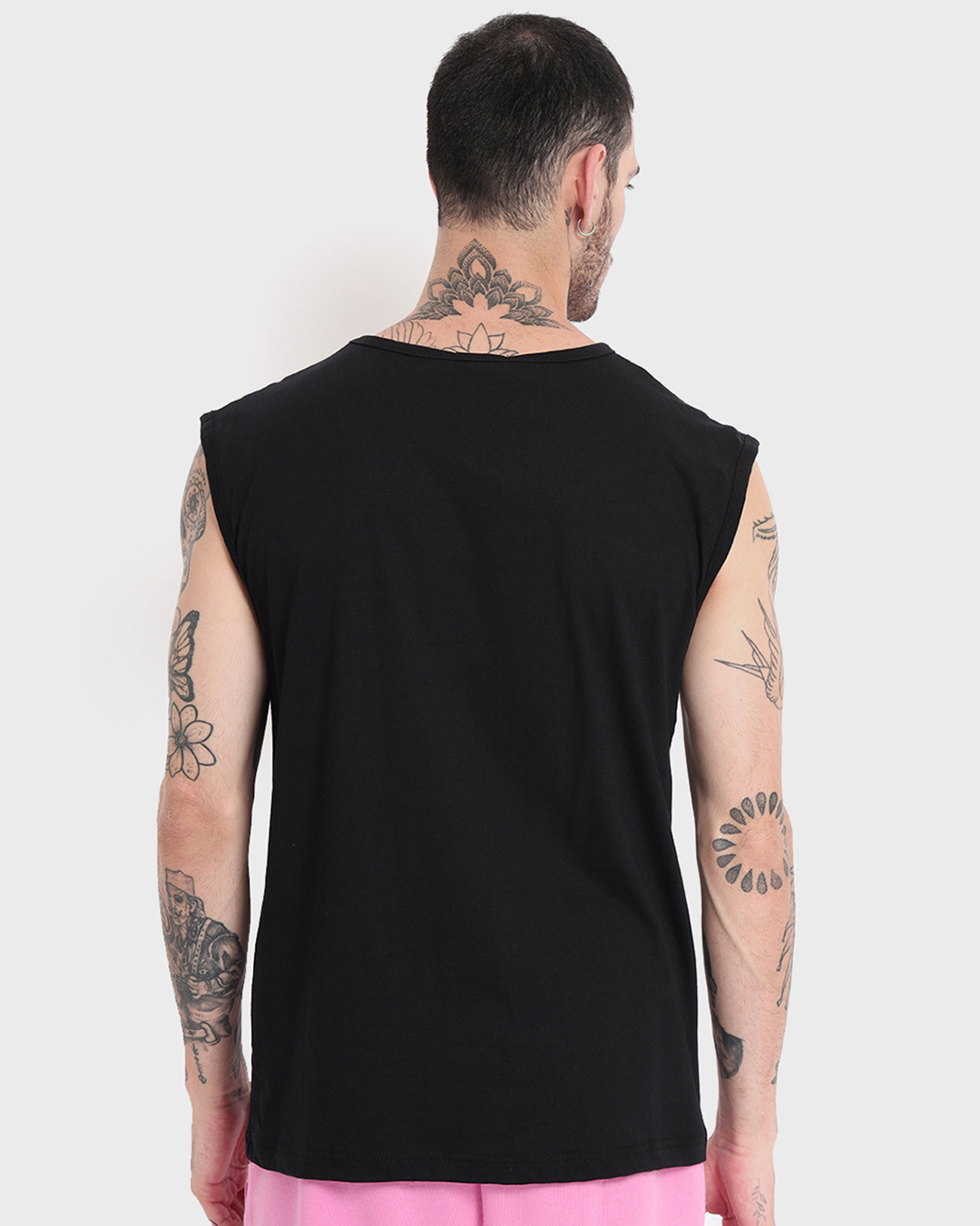 Shop Men's Jet Black Just Do It Typography Oversized Vest-Back