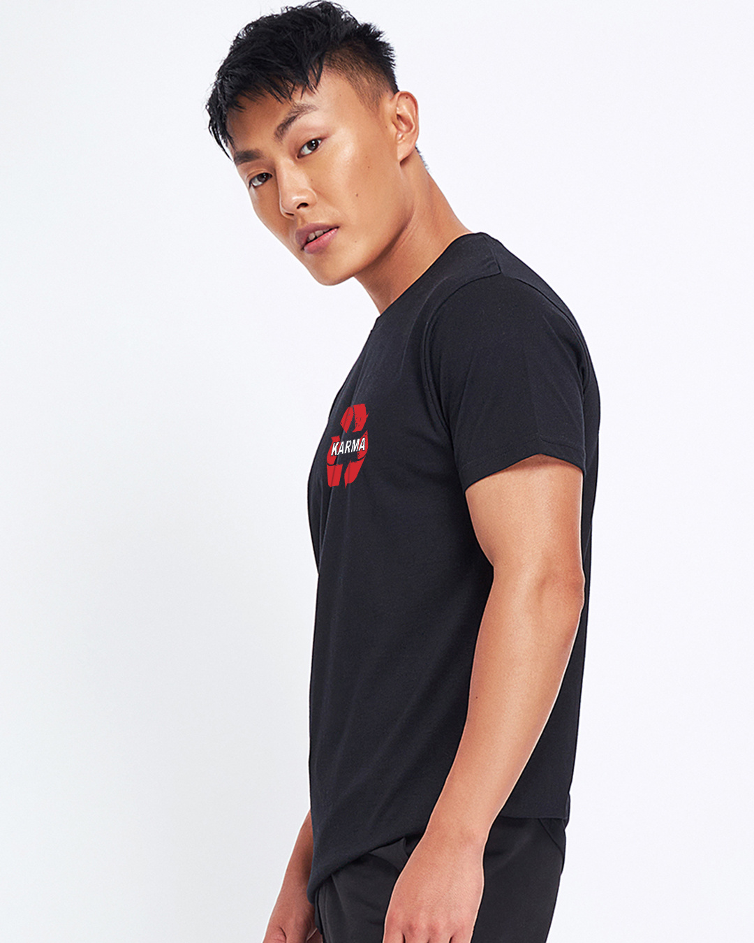 Shop Men's Jet Black Karma Recycle Graphic Printed T-shirt-Back