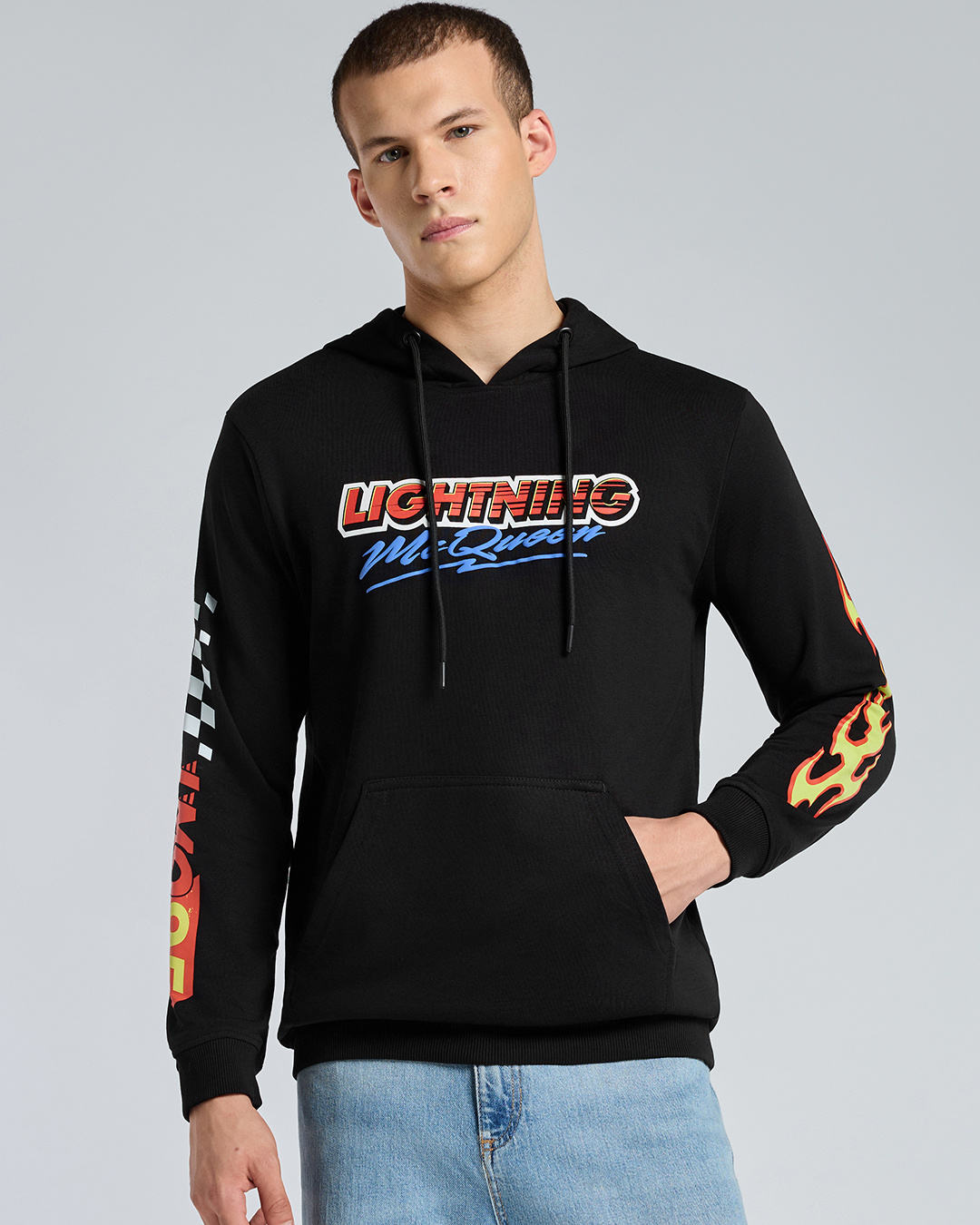 Shop Men's Jet Black Mcqueen Graphic Printed Hoodies-Back