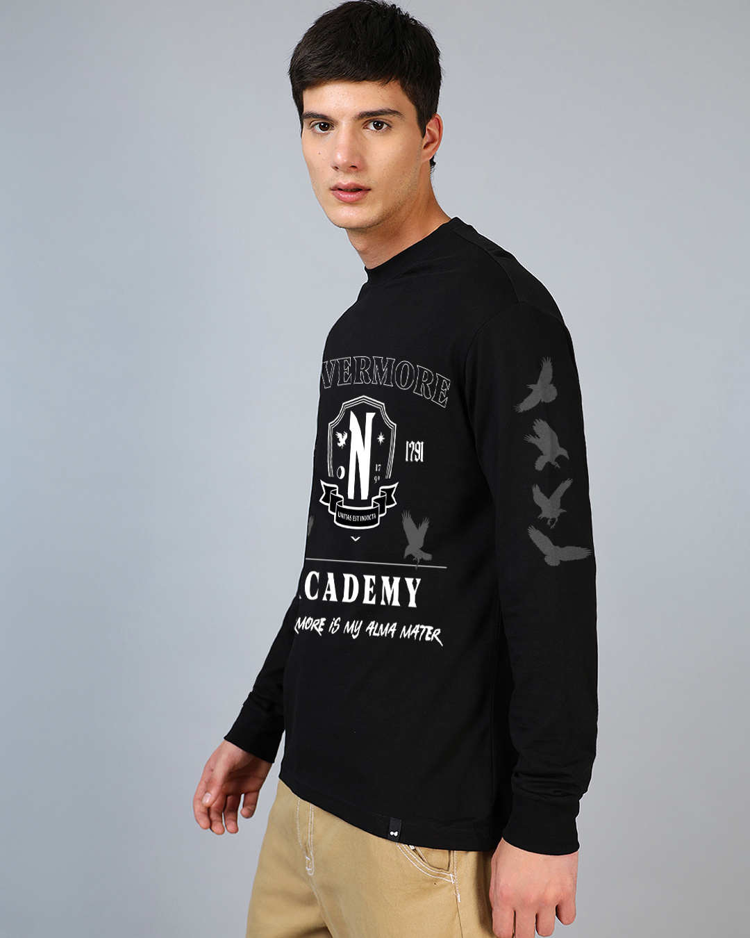 Shop Men's Jet Black Nevermore Graphic Printed Oversized T-shirt-Back