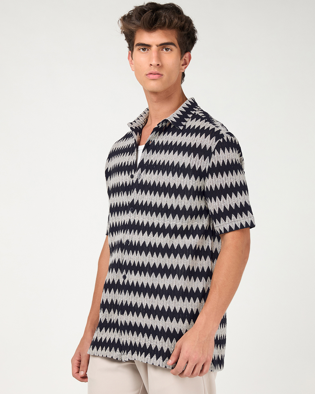 Shop Men's Jet Black Textured Oversized Shirt-Back