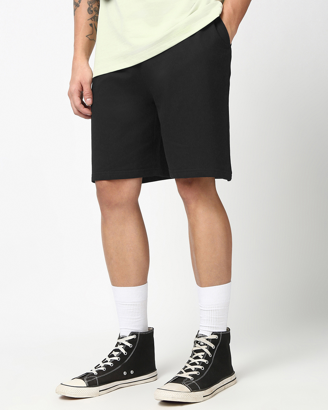 Shop Men's Jet Black Oversized Shorts-Back