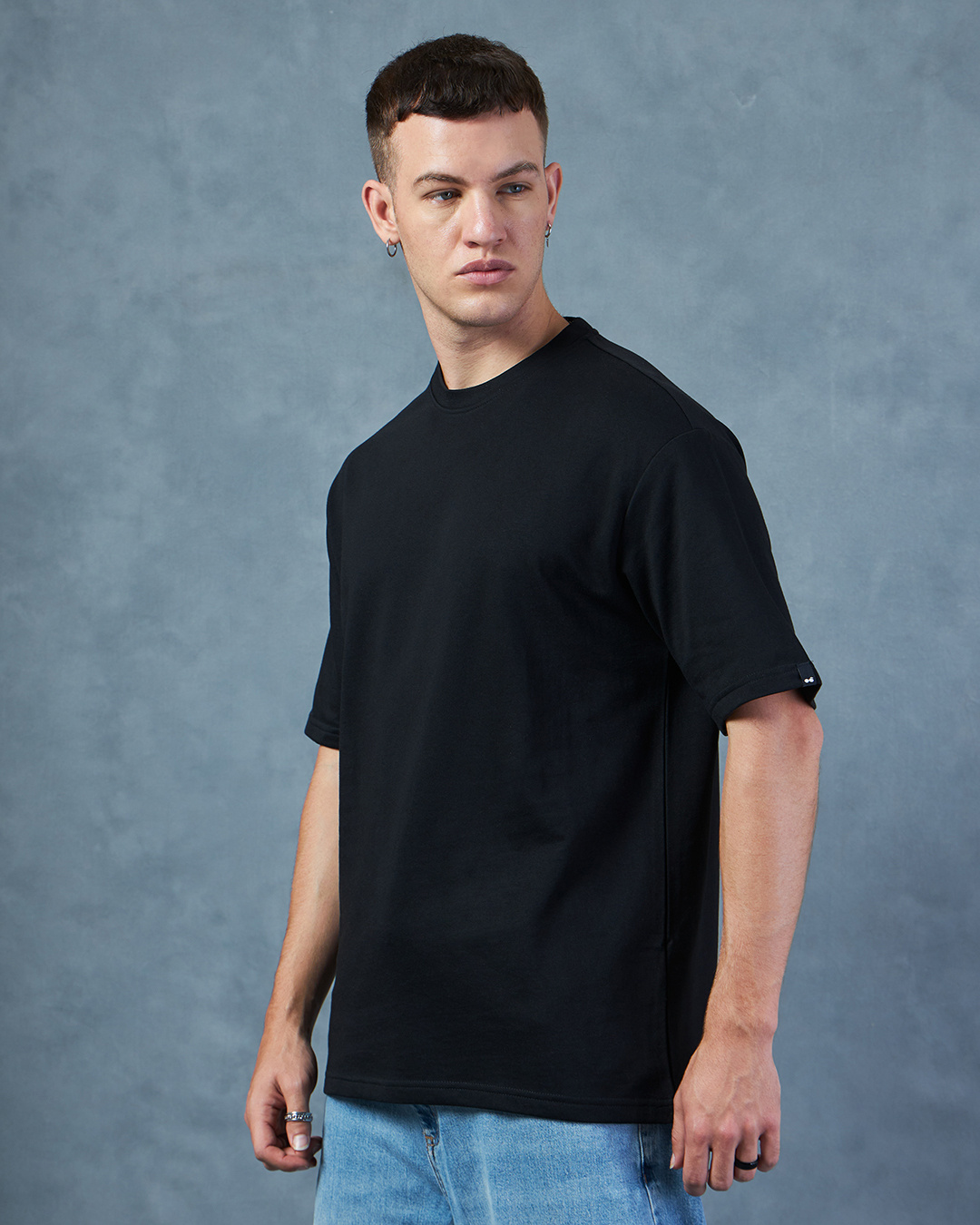 Shop Men's Black Oversized T-shirt-Back