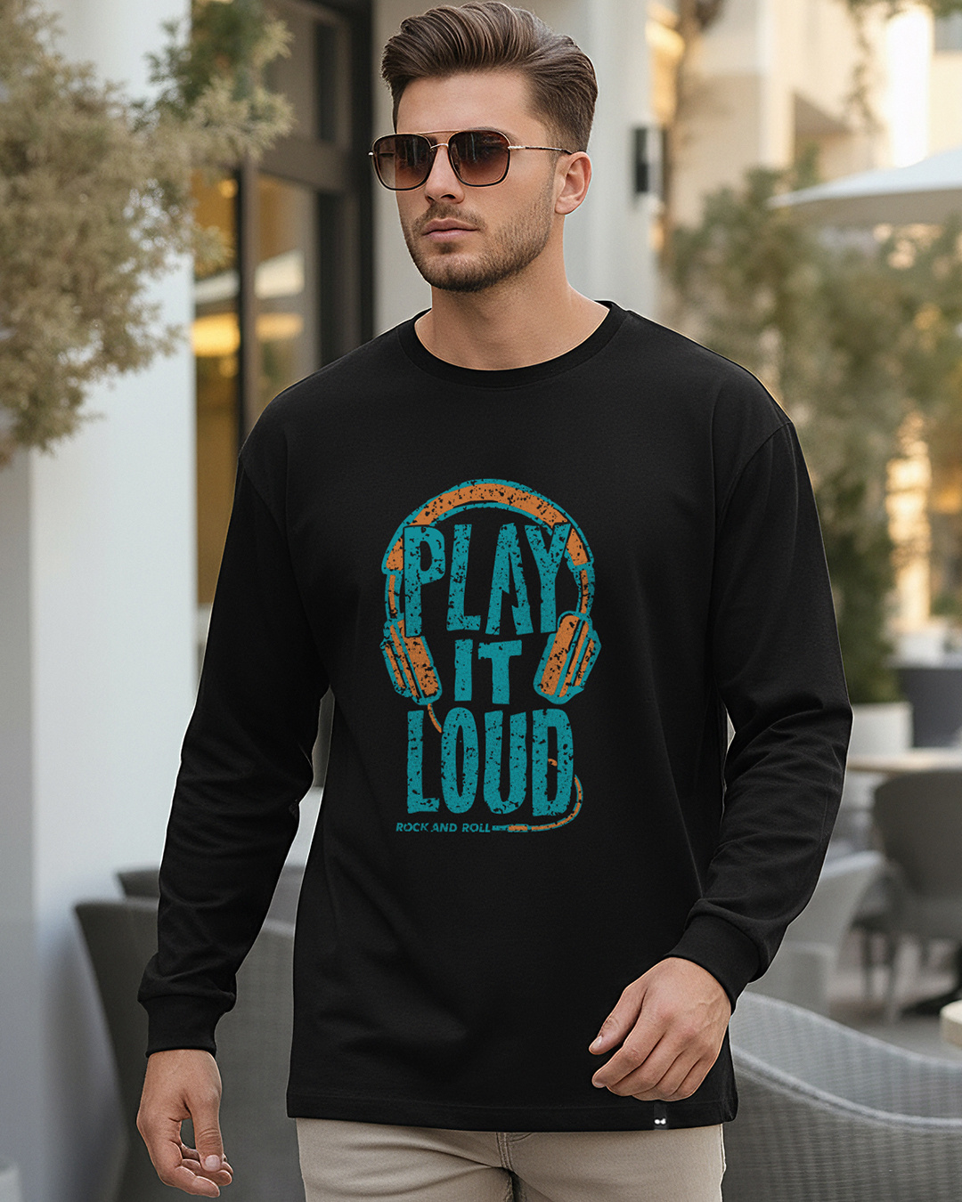 Buy Men's Jet Black Play It Loud Graphic Printed Oversized T-shirt ...