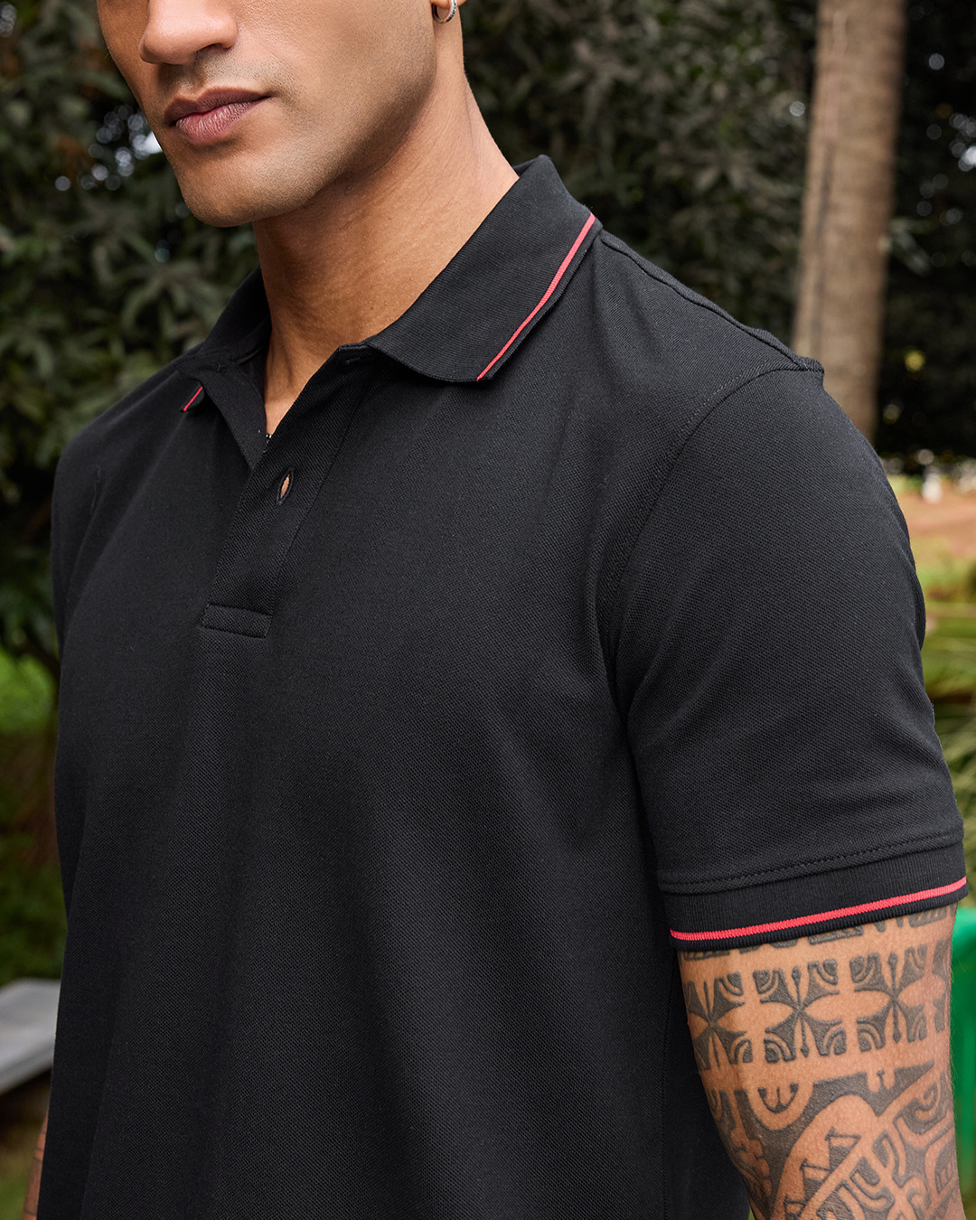 Shop Men's Jet Black Polo T-shirt-Back