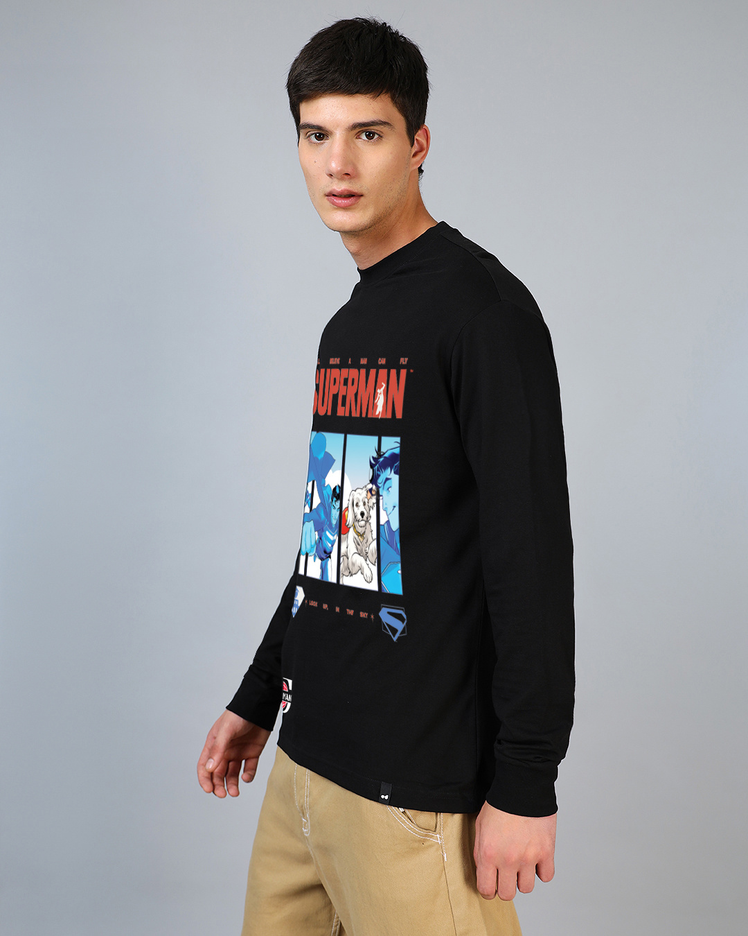 Shop Men's Jet Black Retro Comic Graphic Printed Oversized T-shirt-Back