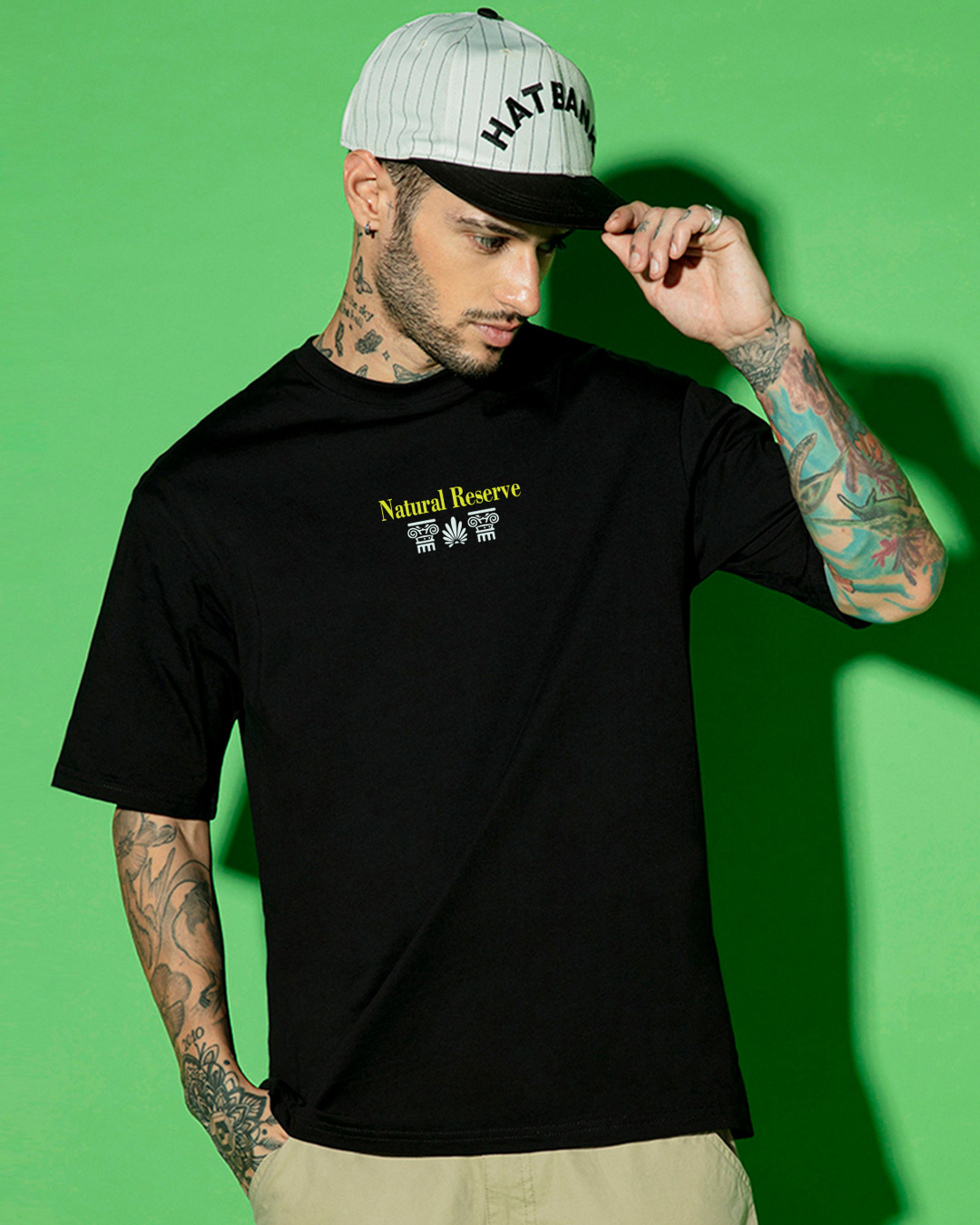 Shop Men's Jet Black Sanctuary Graphic Printed Oversized T-shirt-Back