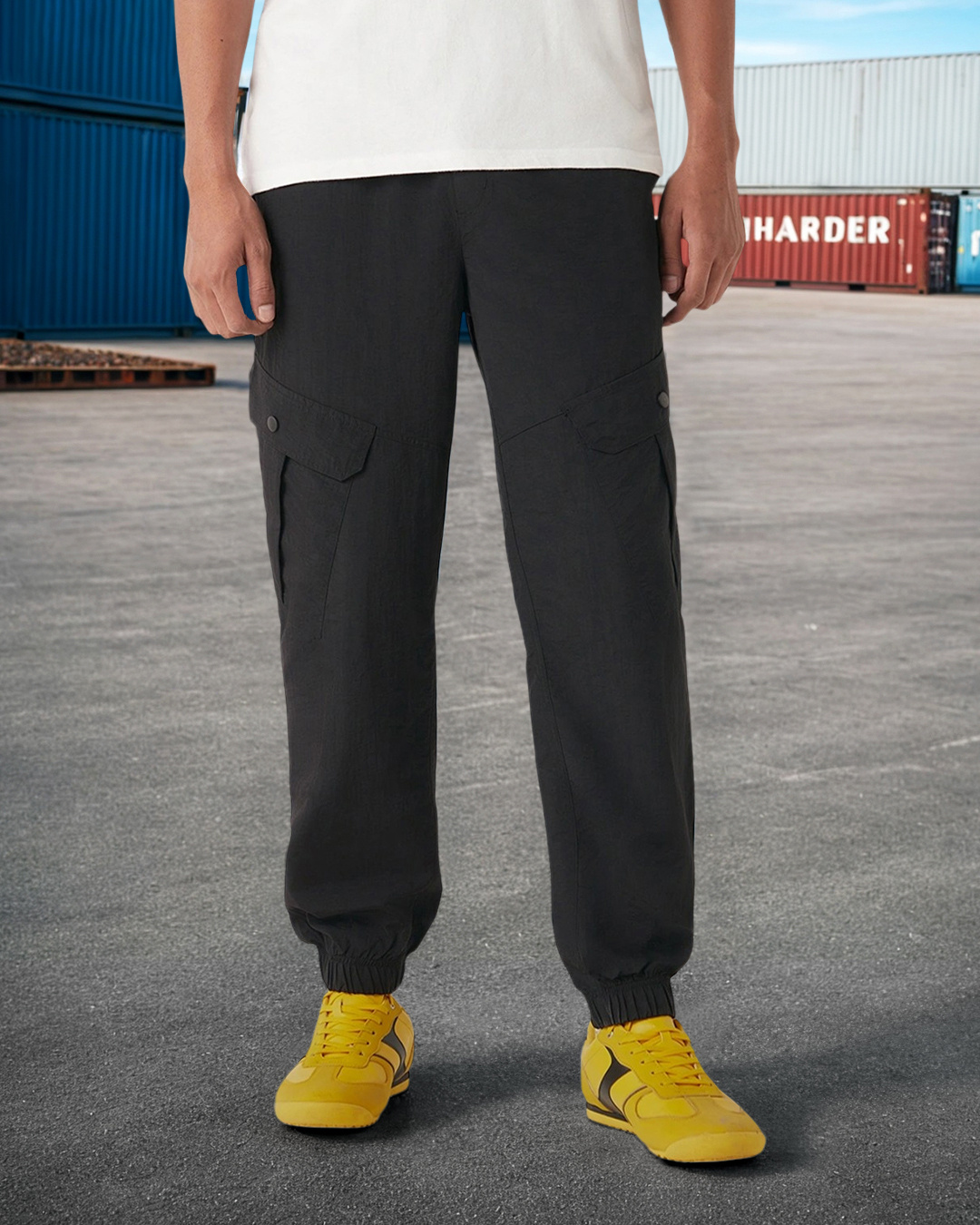 Nylon Cargo Jogger Pants