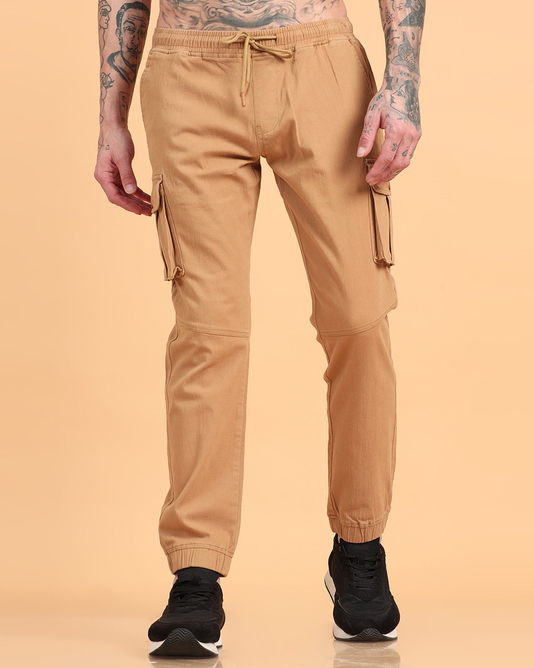 Shop Men's Brown Cargo Jogger Pants-Back