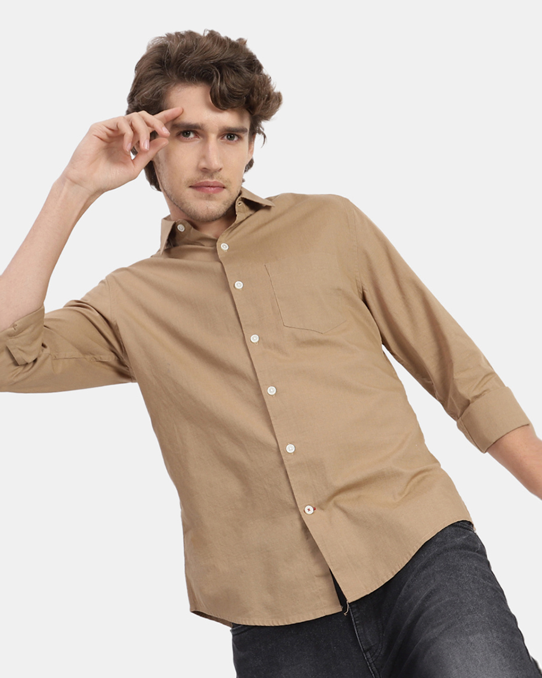 Buy Men's Khaki Shirt Online at Bewakoof