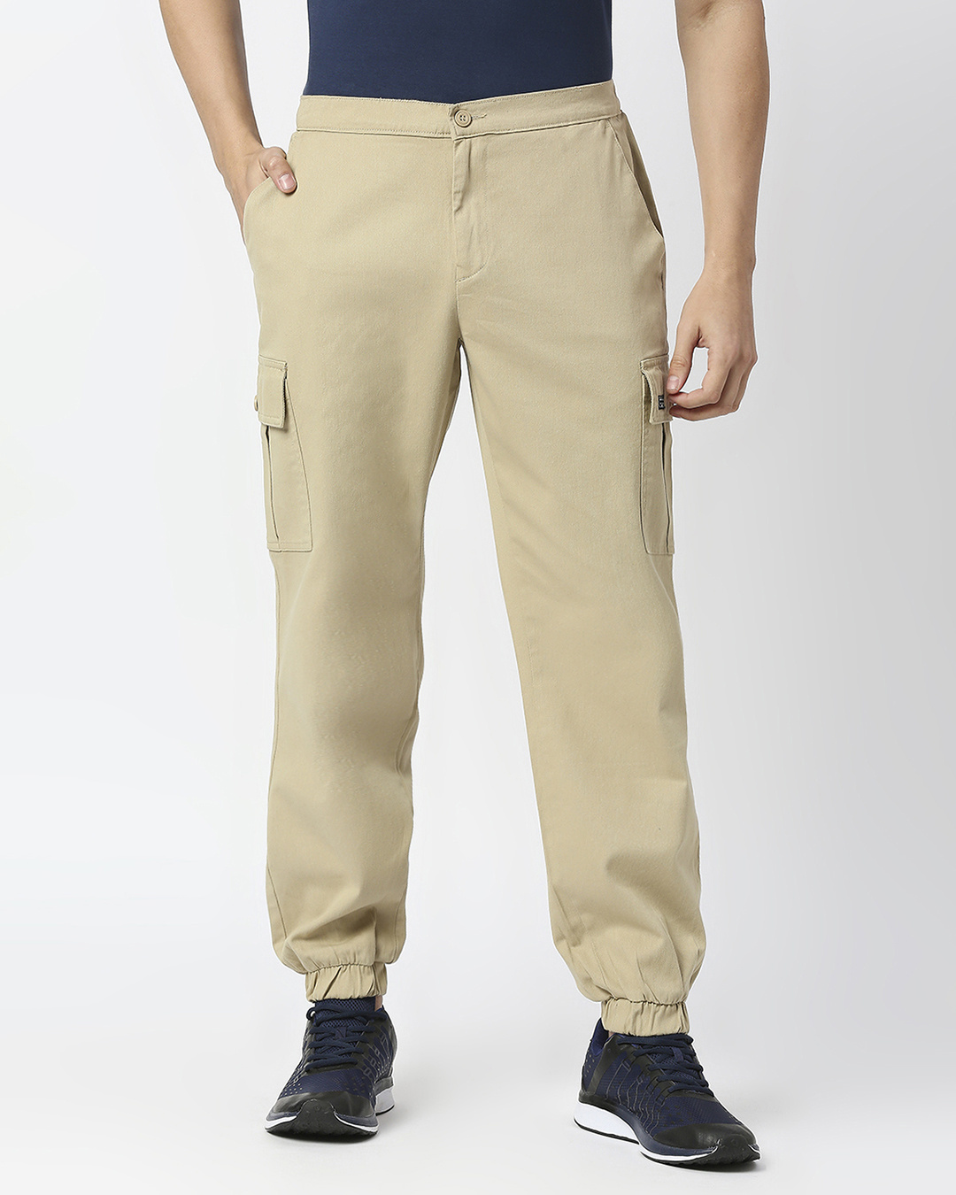 Buy Men's Khaki Slim Fit Cargo Joggers Online at Bewakoof