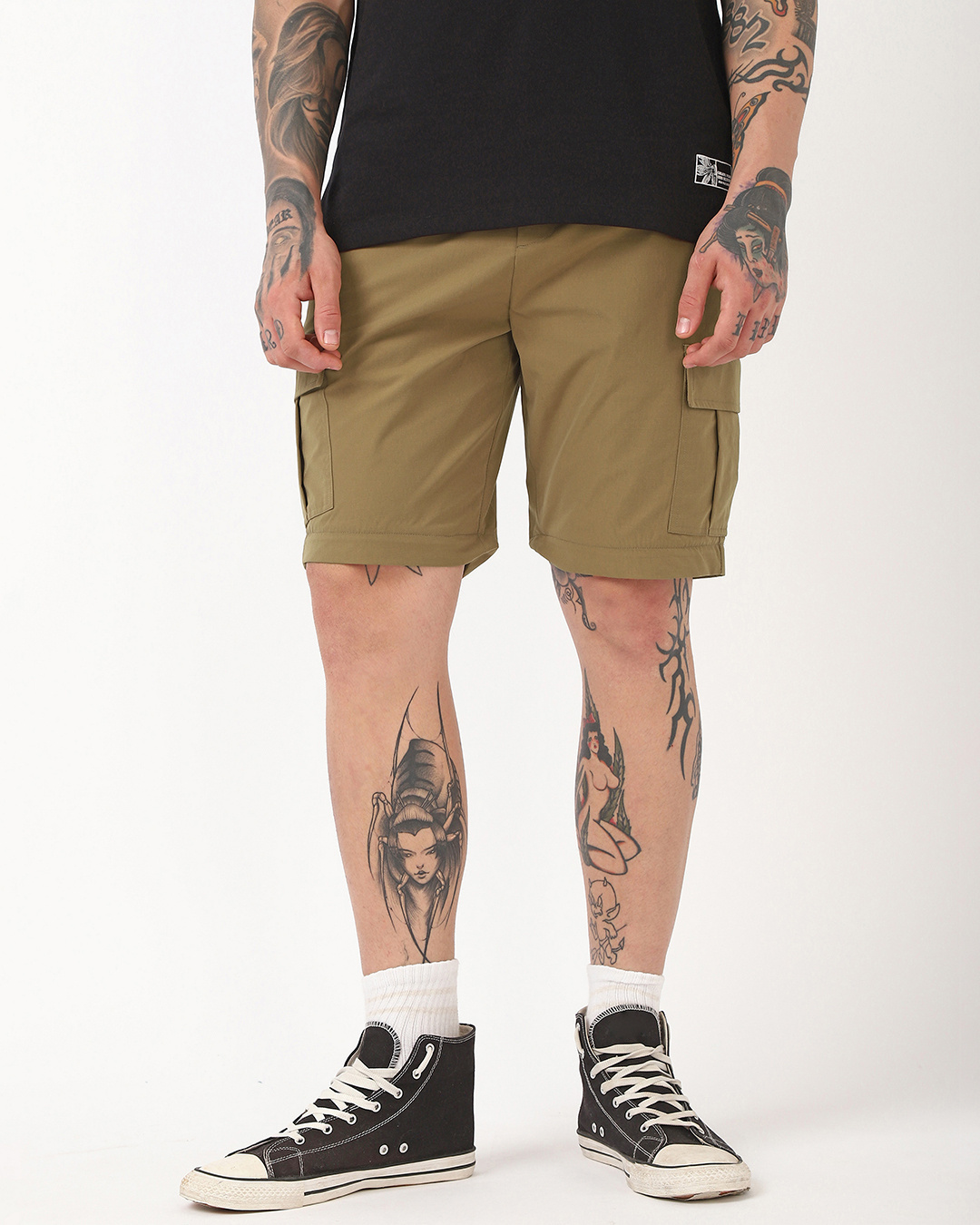 Shop Men's Khaki Zip-Off Convertible Cargo Pants-Back