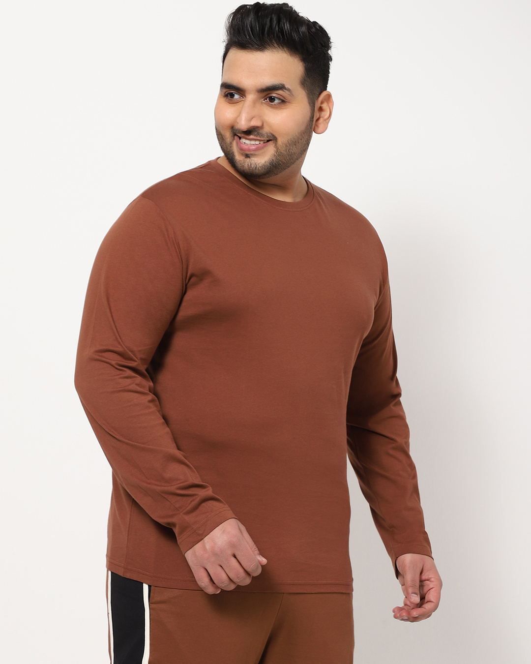 Shop Men's Killer Brown Plus Size Full Sleeve T-shirt-Back