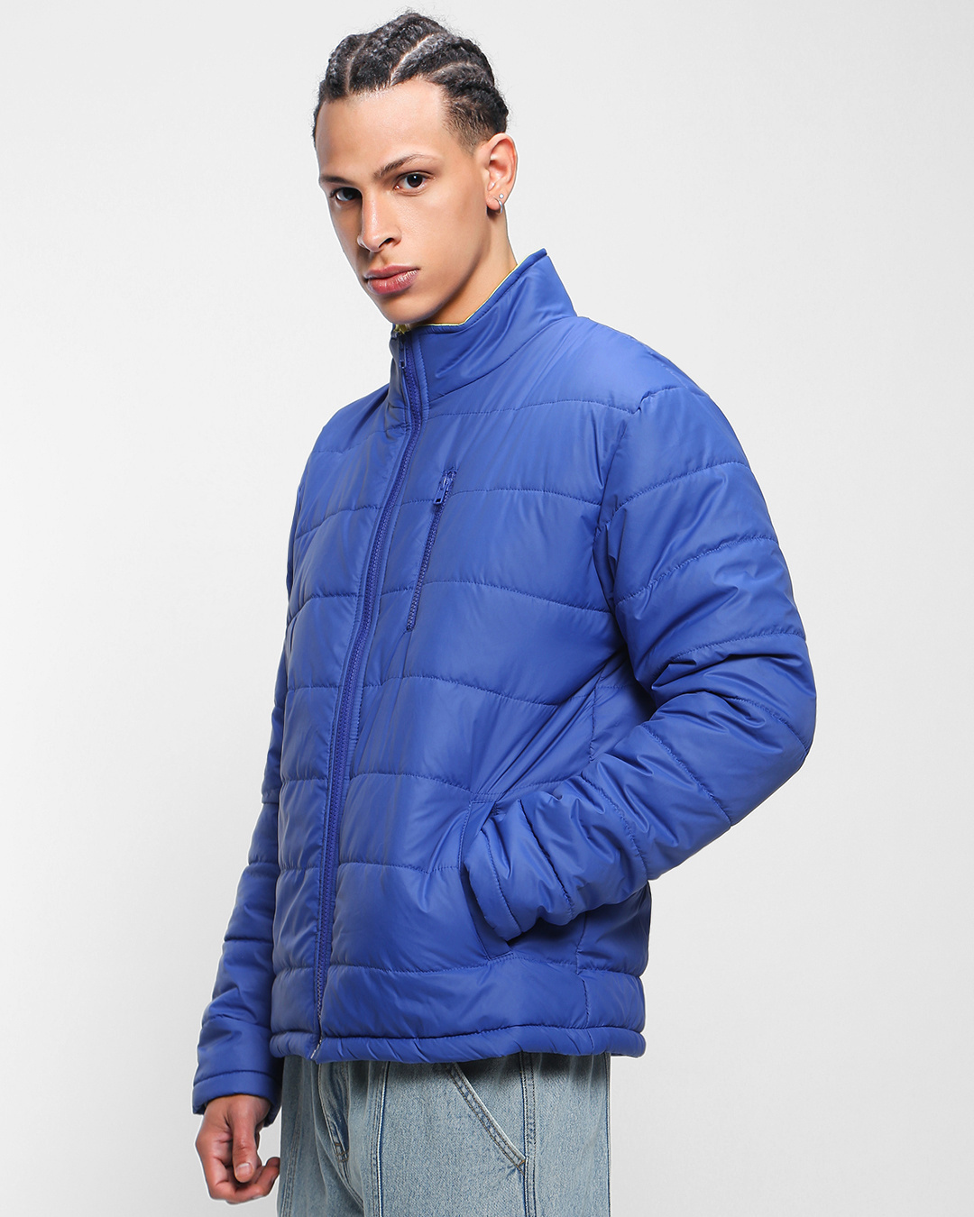 Shop Men's Blue Oversized Puffer Jacket-Back