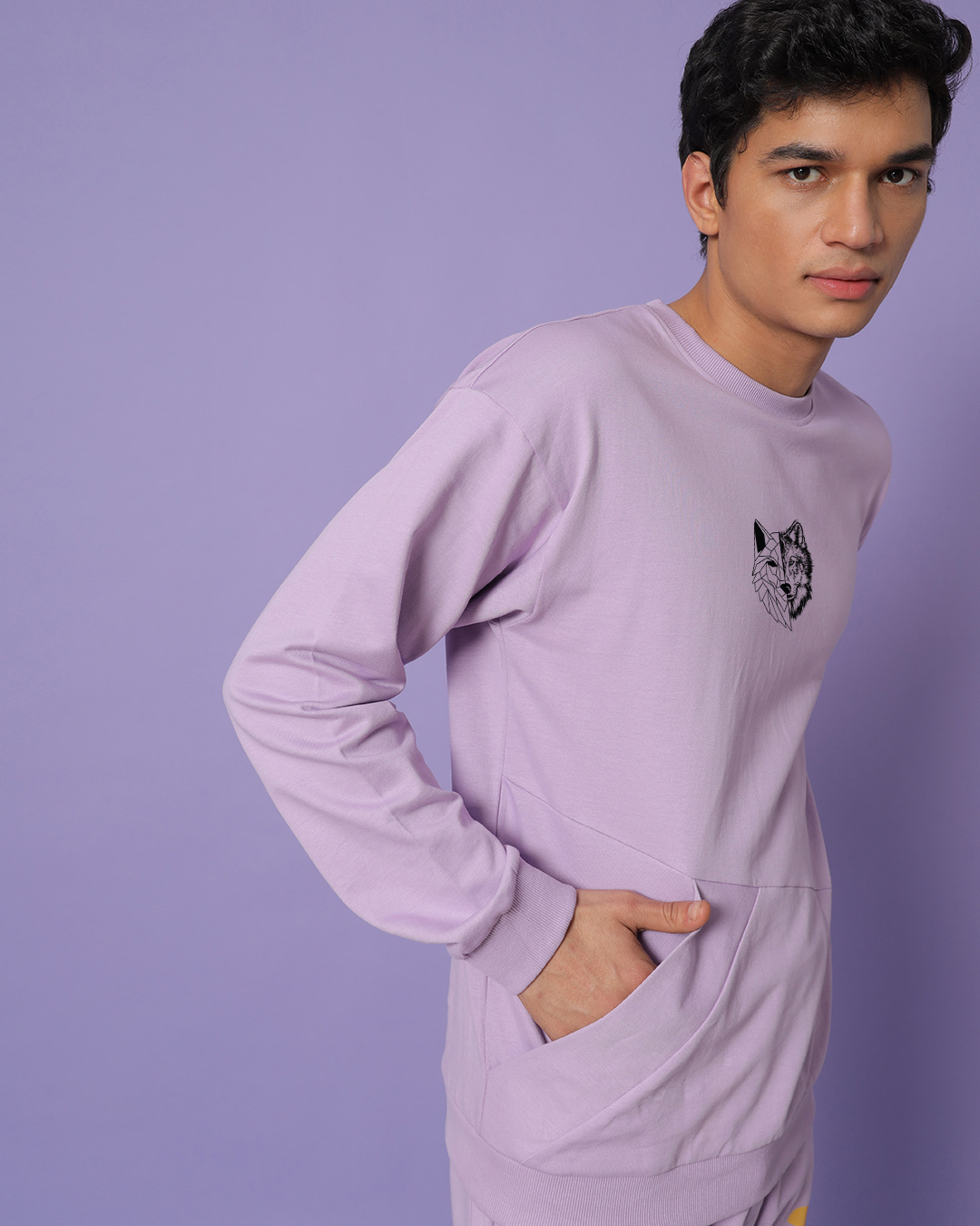 Shop Men's Lavender Beast Within Graphic Printed Sweatshirt-Back