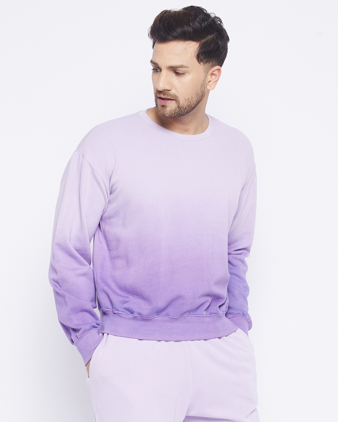 Buy Men's Lavender Cotton Ombre Oversized Sweatshirt Online at Bewakoof