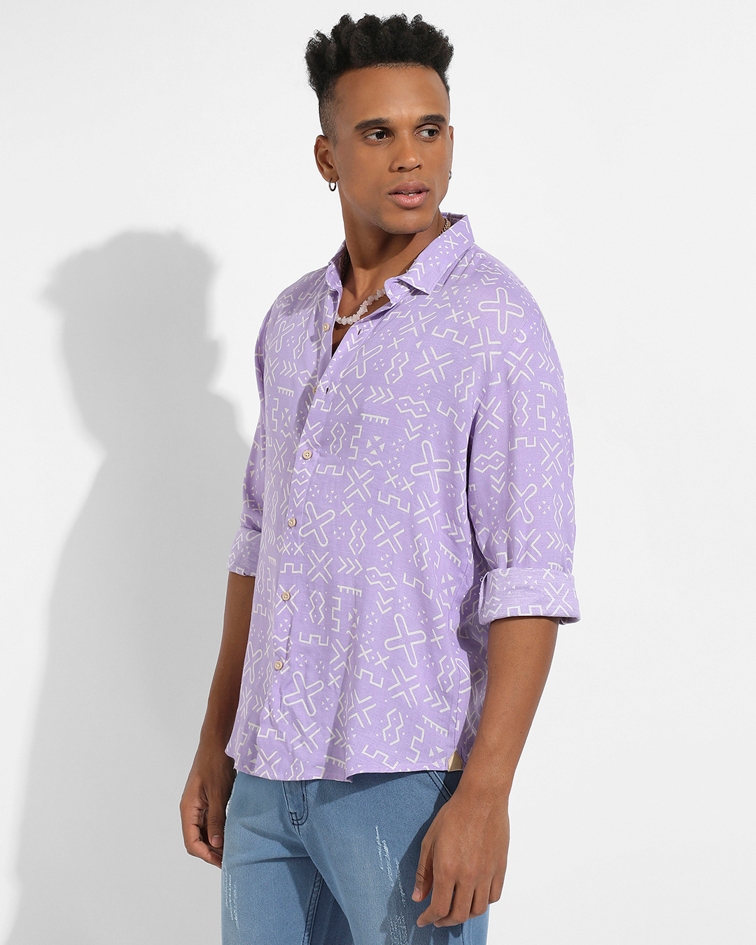 Shop Men's Lavender All Over Printed Shirt-Back
