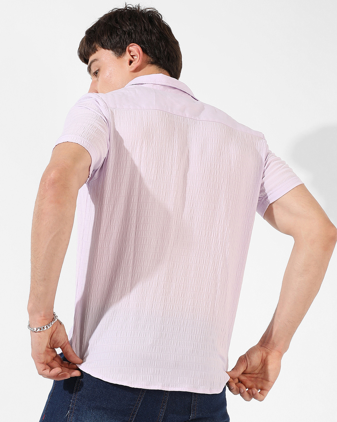Shop Men's Lavender Textured Shirt-Back