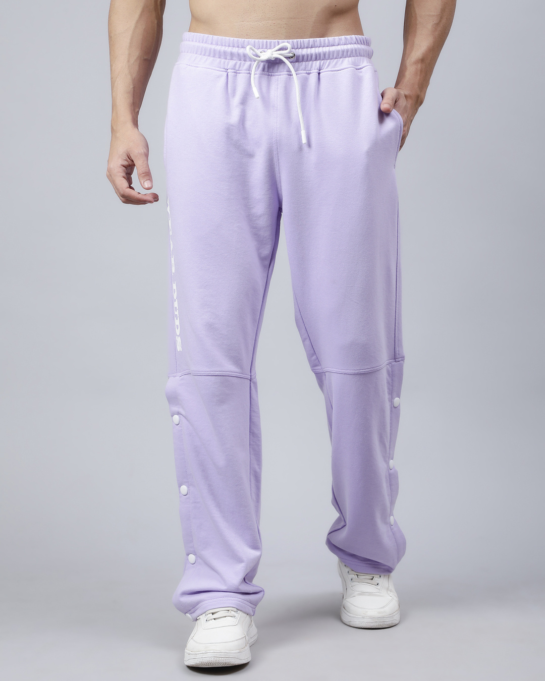 Shop Men's Lavender Typography Relaxed Fit Track Pants-Back