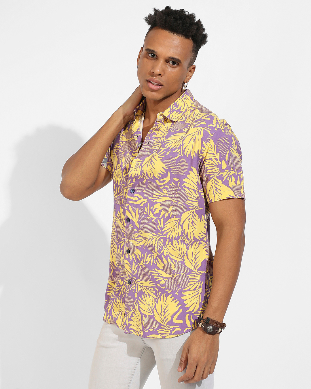 Shop Men's Lavender & Yellow All Over Printed Shirt-Back