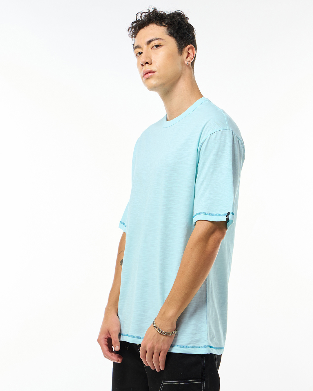 Shop Men's Light Blue Oversized T-shirt-Back