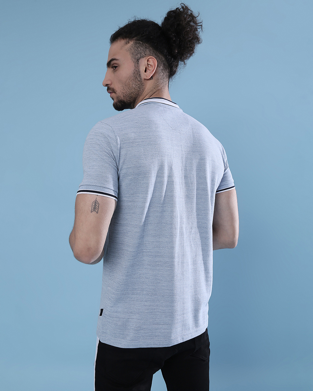 Shop Men's Light Blue Regular Fit T-shirt-Back