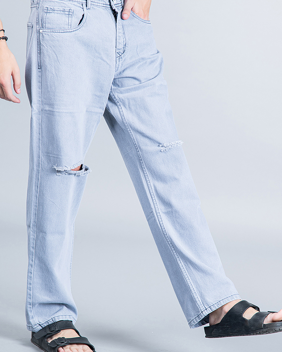 Shop Men's Light Grey Jeans-Back