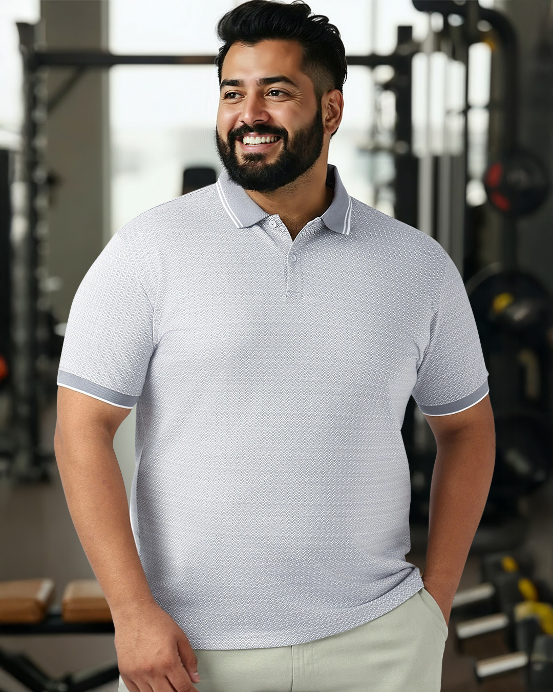 Chemise à Manches Courtes Modern Amusement, Motif Géométrique Gris - Taille L Homme, Occasion Très Bon état