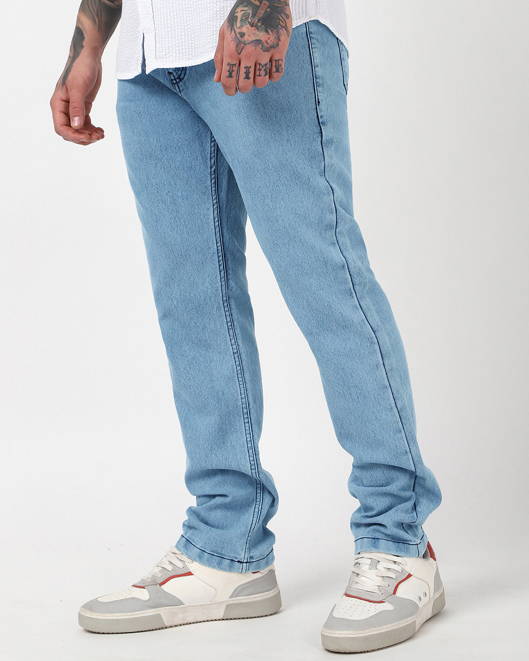 Shop Men's Light Blue Slim Straight Fit Stretchable Jeans-Back