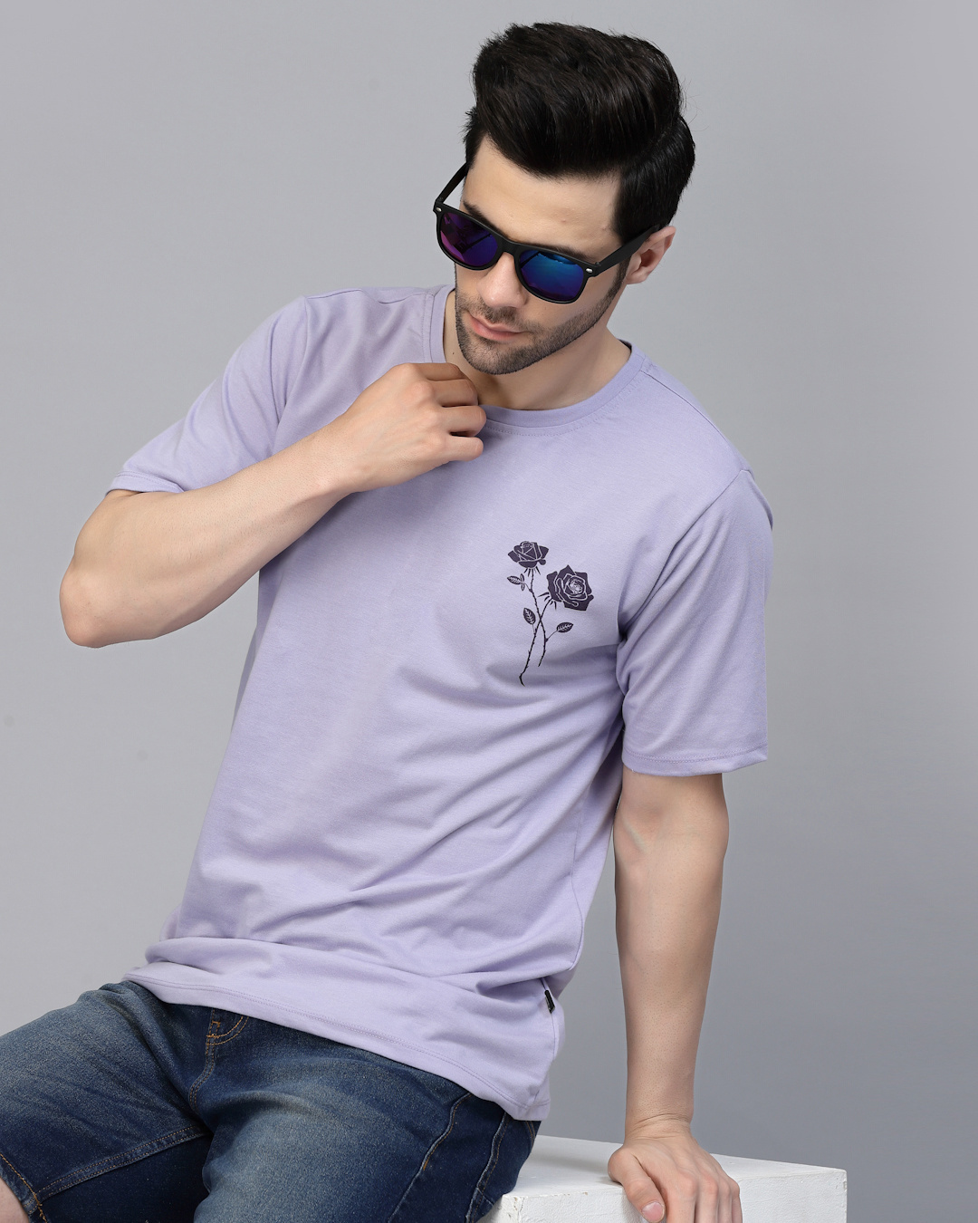 Shop Men's Light Purple Printed T-shirt-Back