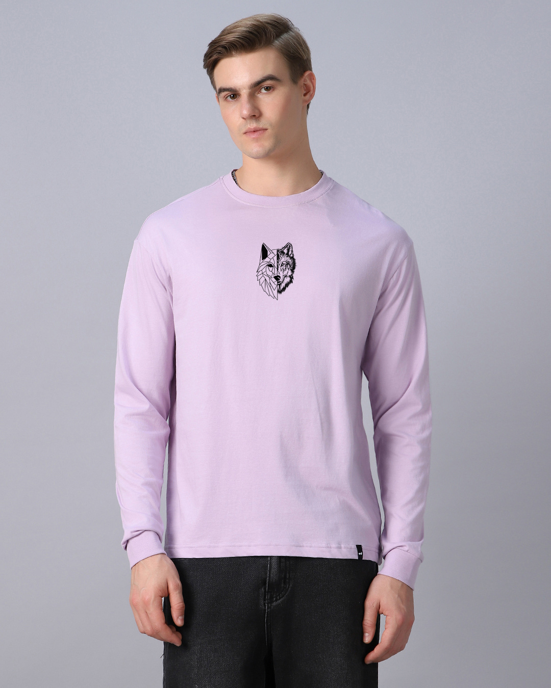 Shop Men's Lilac Bloom Beast Within Graphic Printed Oversized T-shirt-Back